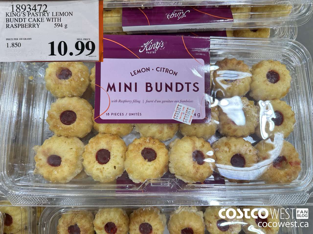 1893472 KING'S PASTRY LEMON BUNDT CAKE WITH RASPBERRY 594G $10.99