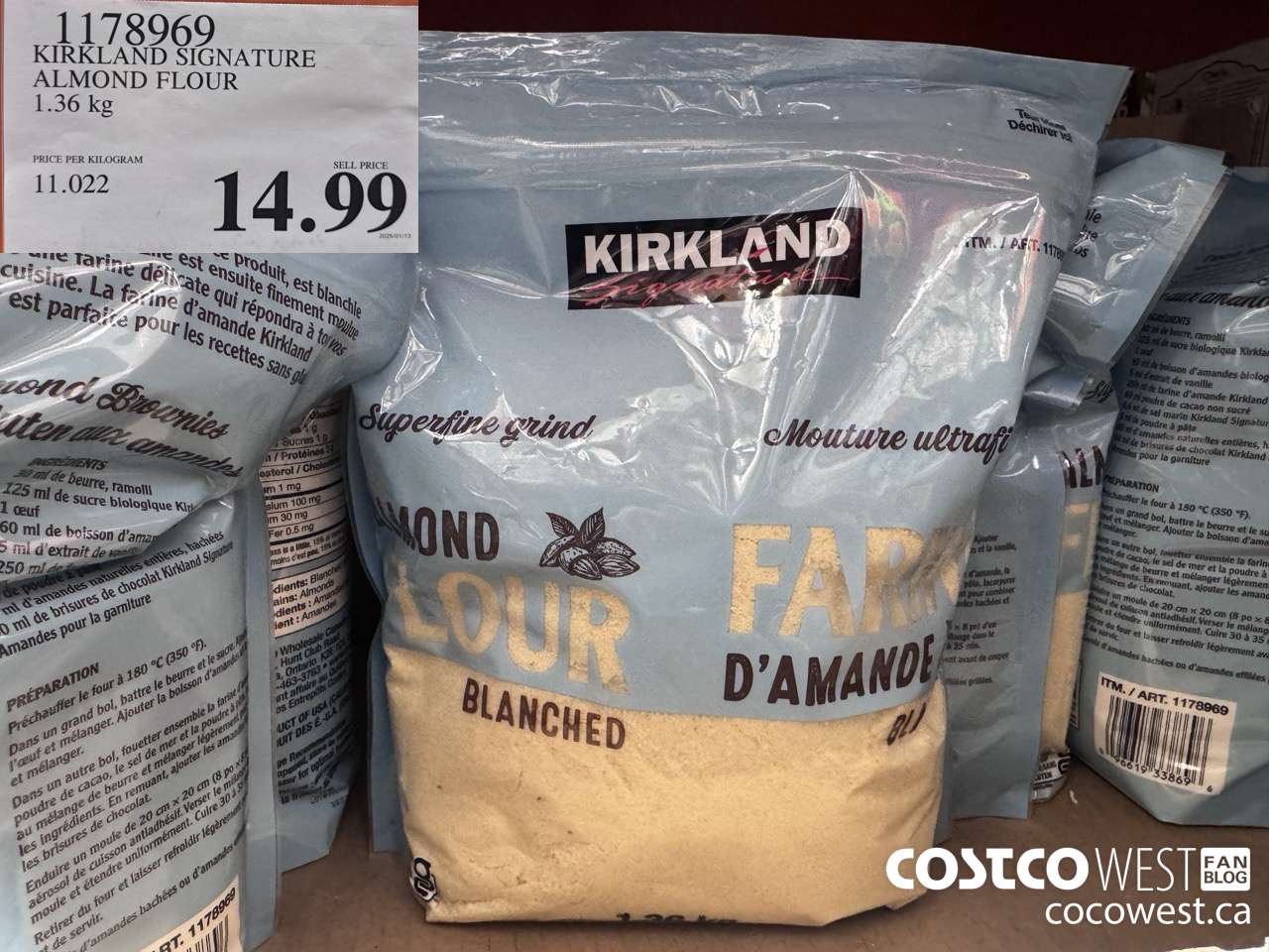 1178969 KIRKLAND SIGNATURE ALMOND FLOUR 1.36 KG $14.99