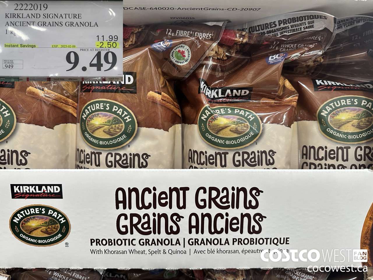 2222019 KIRKLAND SIGNATURE ANCIENT GRAINS WITH PROBIOTICS 1KG ($2.50 INSTANT SAVINGS EXPIRES ON 2025-02-09) $9.49