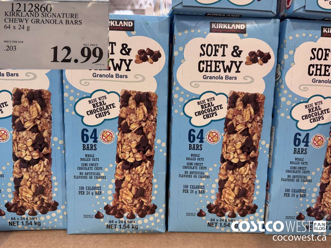 1212860 KIRKLAND SIGNATURE CHEWY GRANOLA BARS 64 X 24 G $12.99