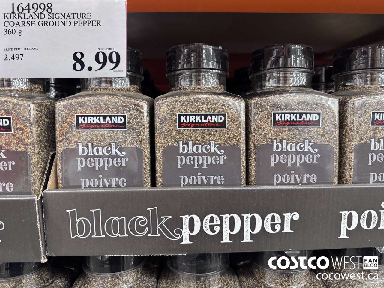 164998 KIRKLAND SIGNATURE COARSE GROUND PEPPER 360 G $8.99