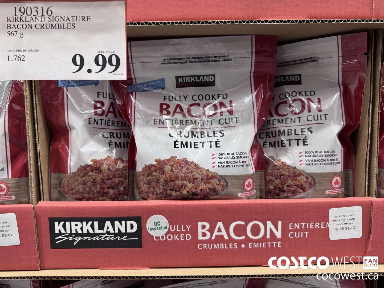 190316 KIRKLAND SIGNATURE CRUMBLED BACON 567 G $9.99