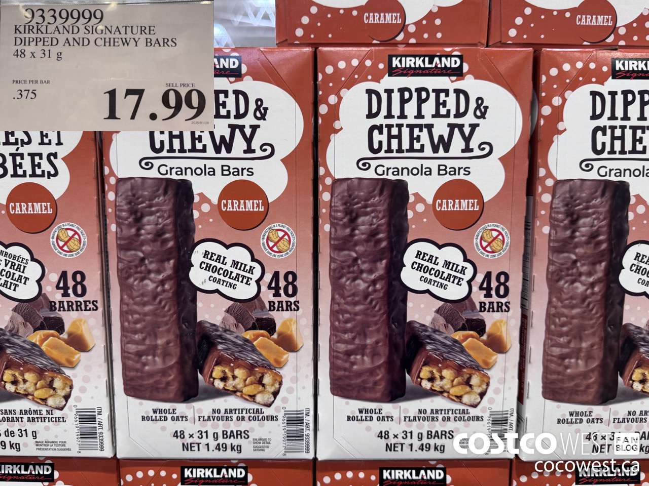 9339999 KIRKLAND SIGNATURE DIPPED AND CHEWY BARS 48 X 31 G $16.99