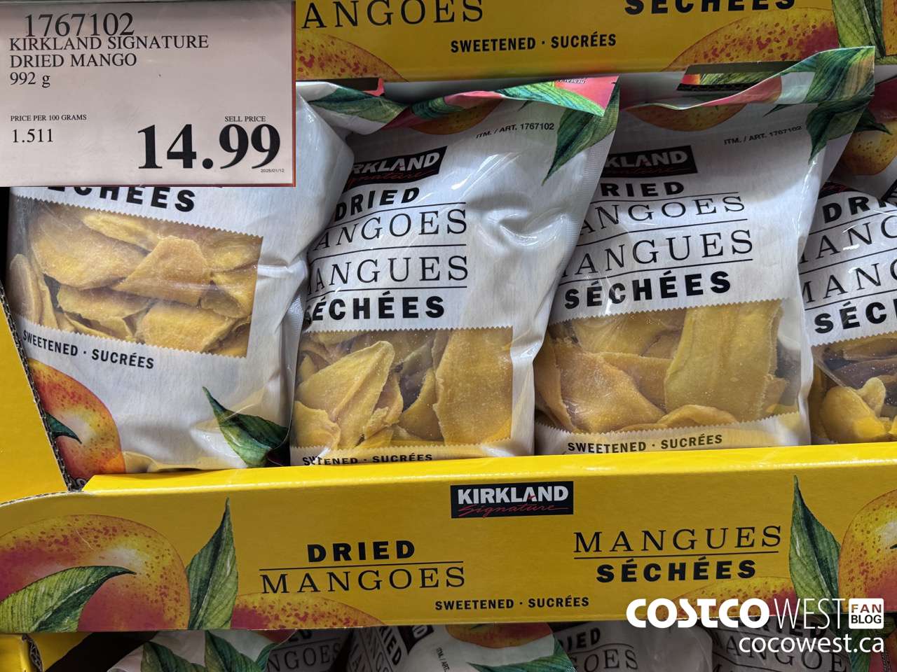 1767102 KIRKLAND SIGNATURE DRIED MANGO 992G $14.99