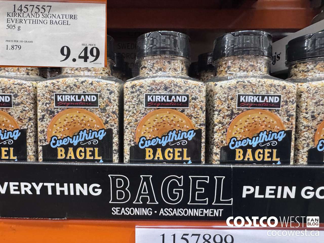 1457557 KIRKLAND SIGNATURE EVERYTHING BAGEL SEASONING 505G $9.49