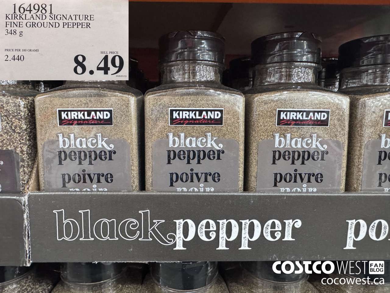 164981 KIRKLAND SIGNATURE FINE GROUND PEPPER 348 g $8.49