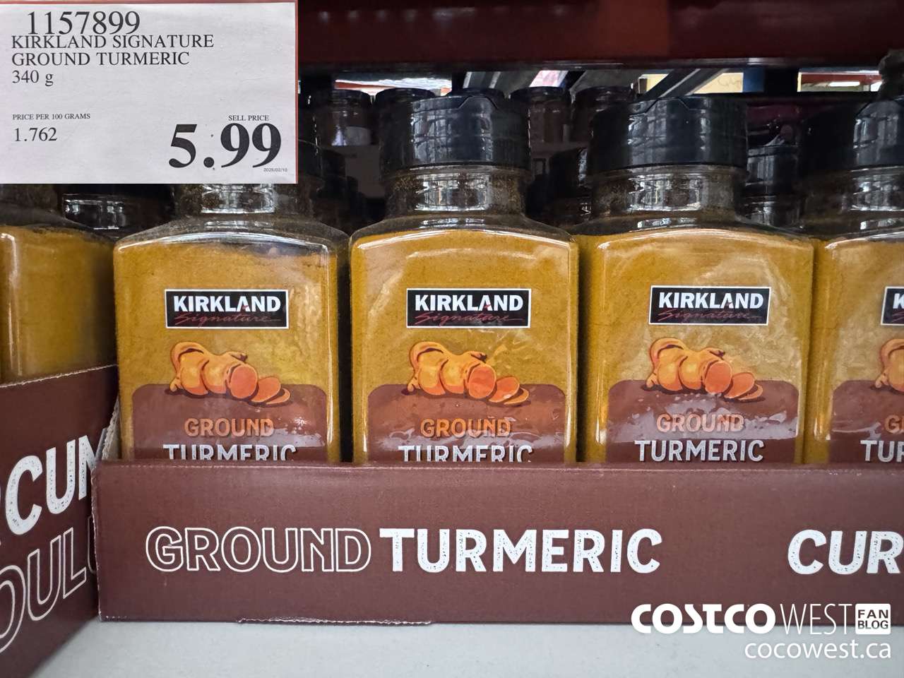 1157899 KIRKLAND SIGNATURE GROUND TURMERIC 340 G $5.99