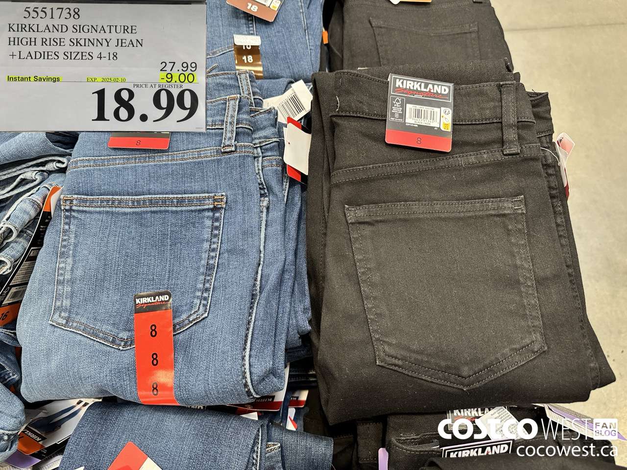 5551738 KIRKLAND SIGNATURE HIGH RISE SKINNY JEAN LADIES SIZES 4-18 ($9.00 INSTANT SAVINGS EXPIRES ON 2025-02-10) $18.99