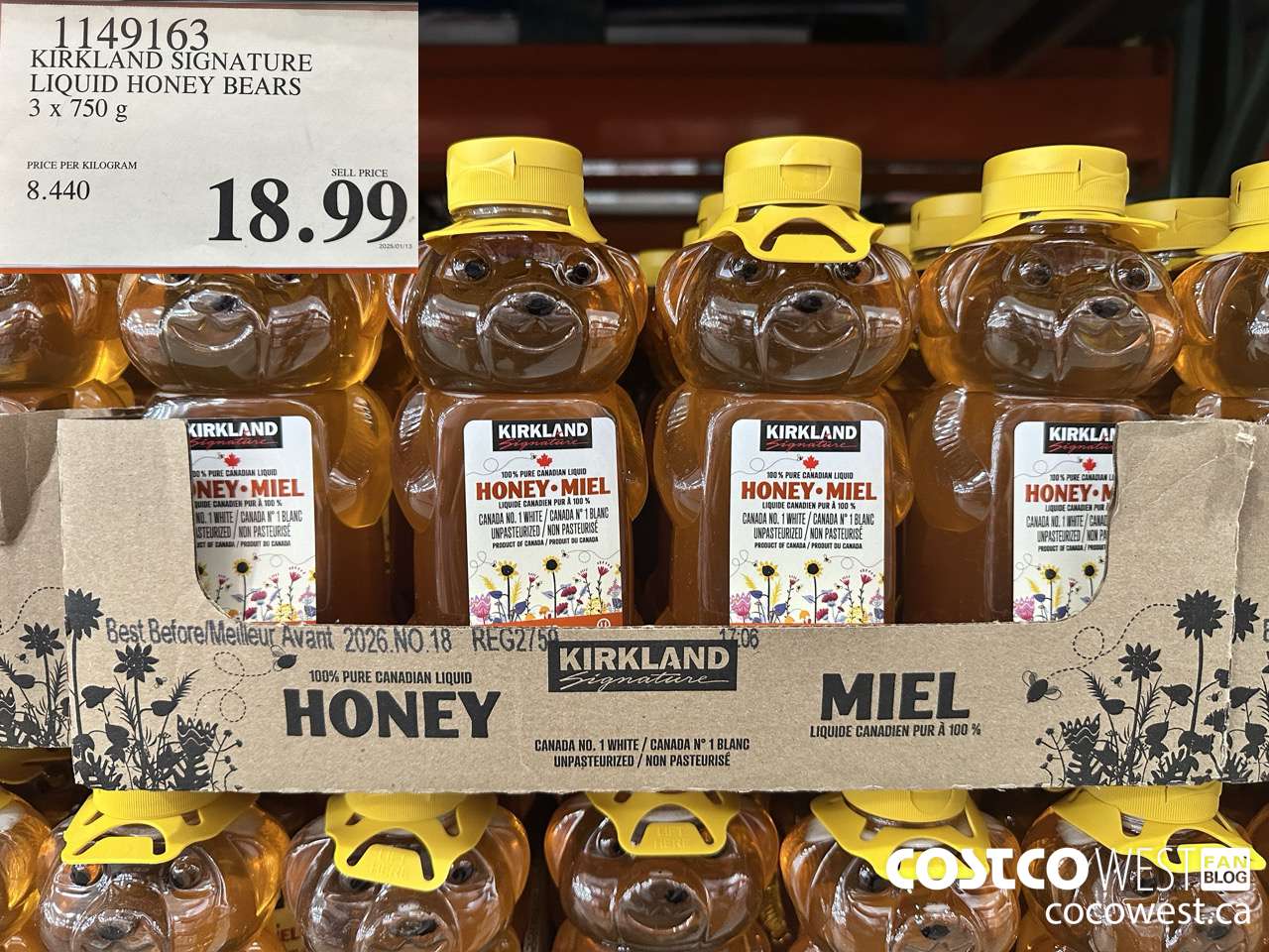 1149163 KIRKLAND SIGNATURE LIQUID HONEY BEARS 3 X 750 G $18.99