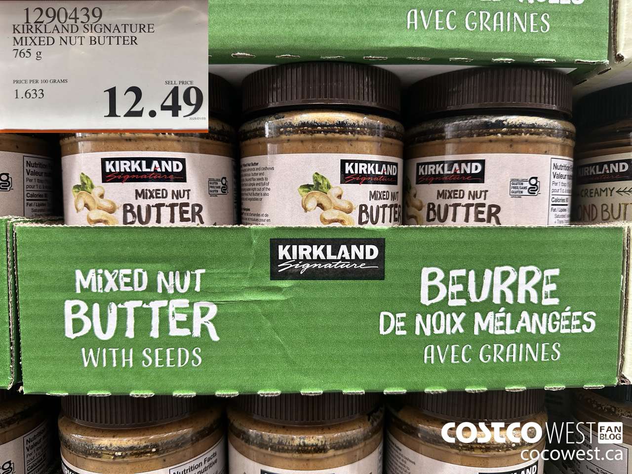 1290439 KIRKLAND SIGNATURE MIXED NUT BUTTER 27 OZ $12.49