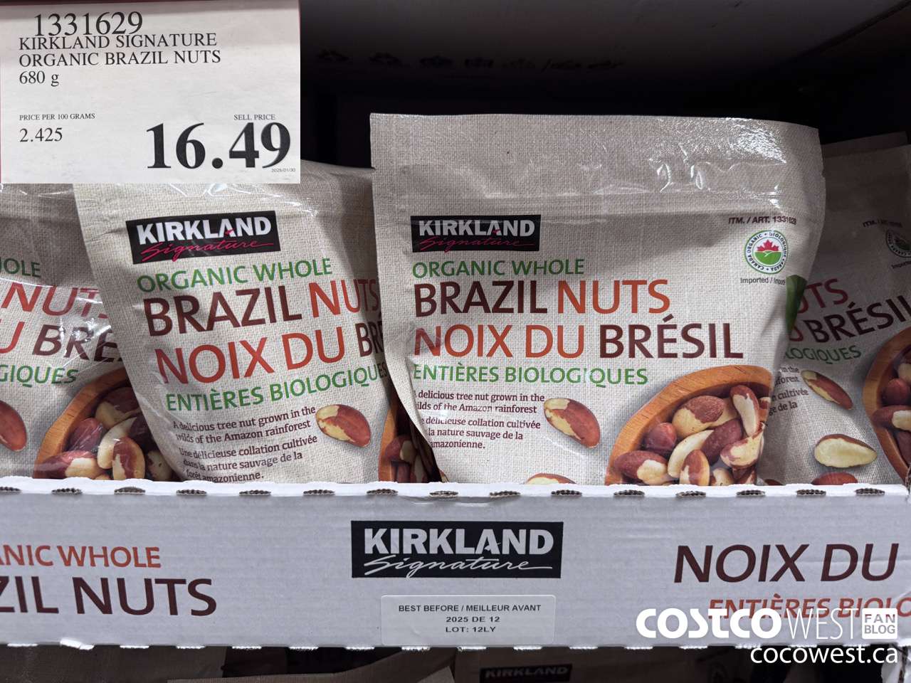 1331629 KIRKLAND SIGNATURE ORGANIC BRAZIL NUTS 680 g $16.49