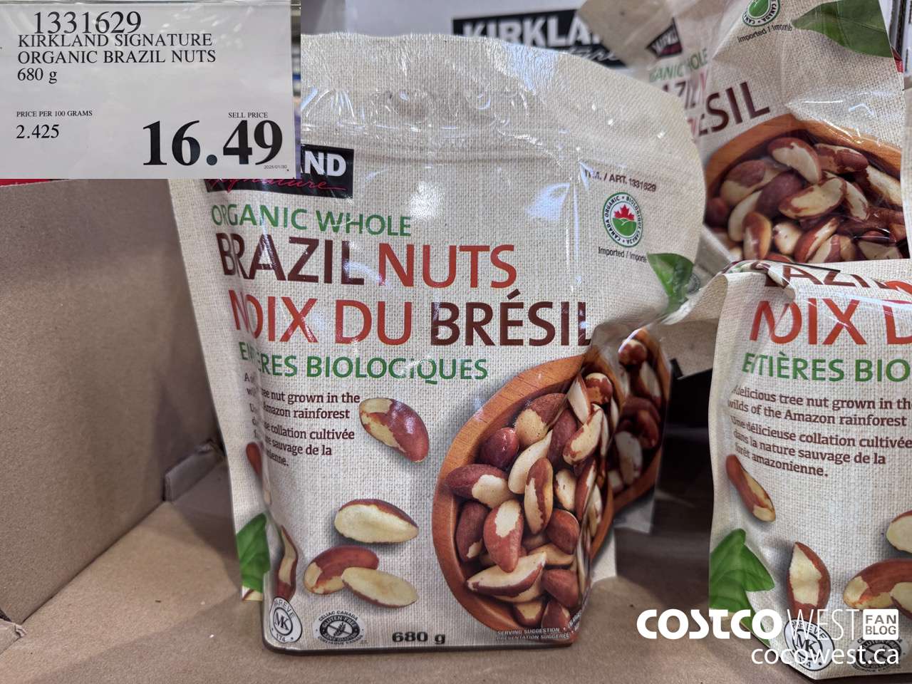 1331629 KIRKLAND SIGNATURE ORGANIC BRAZIL NUTS 680 g $16.49