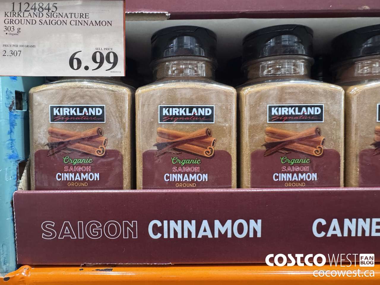 1124845 KIRKLAND SIGNATURE ORGANIC CINNAMON 303 g $6.99