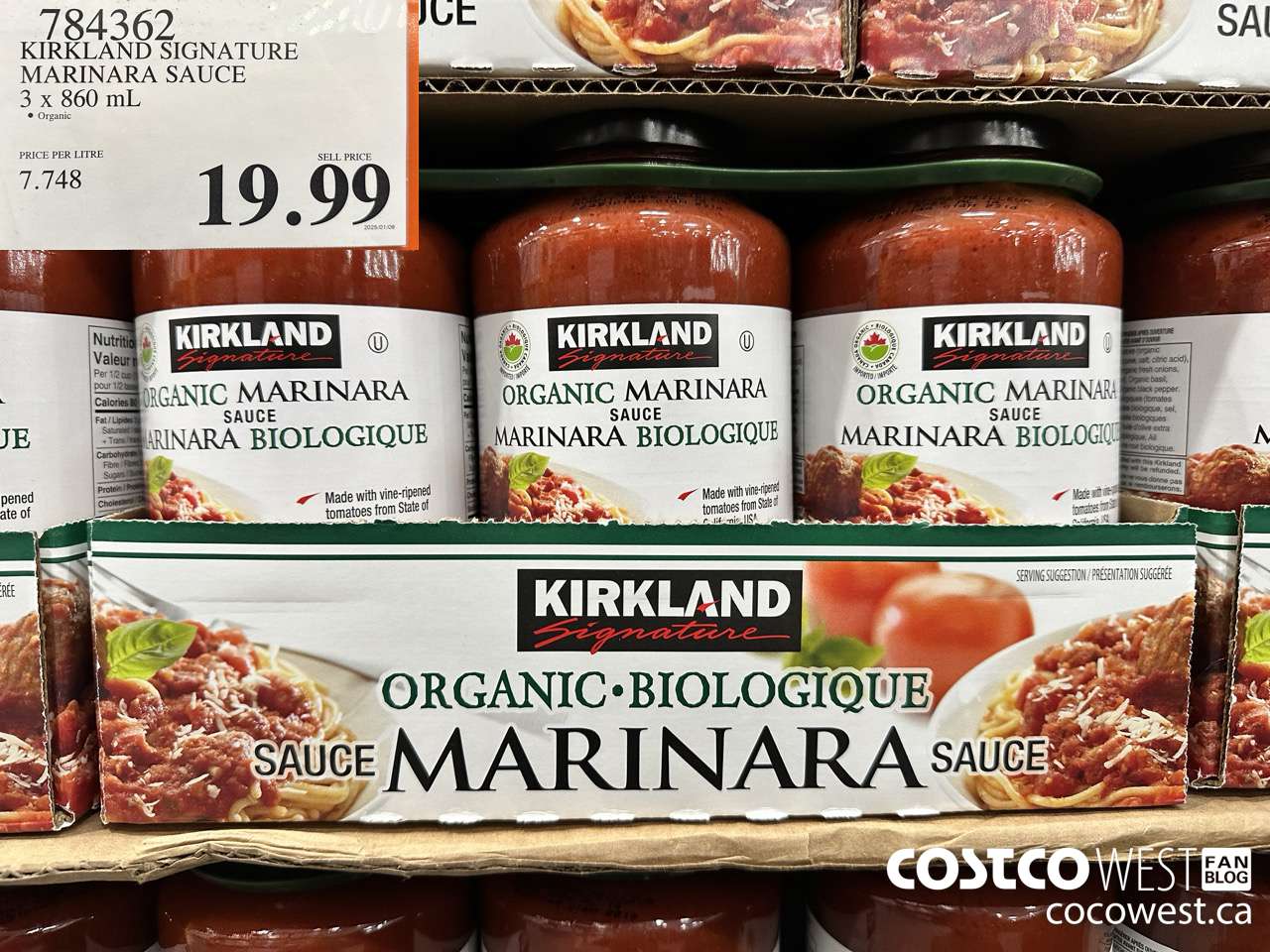 784362 KIRKLAND SIGNATURE ORGANIC MARINARA SAUCE 3 X 860 ML $19.99
