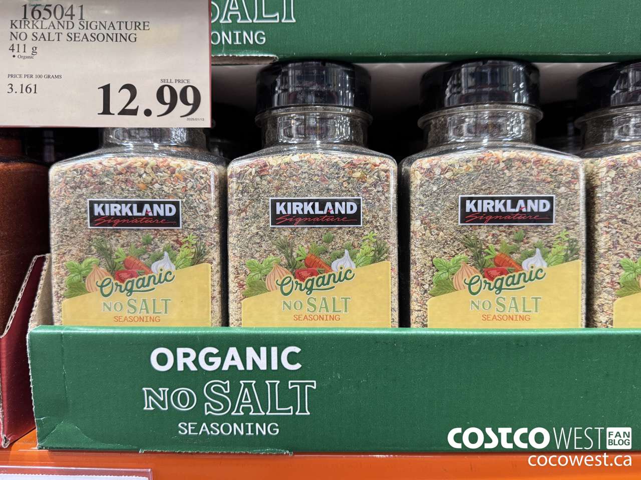 165041 KIRKLAND SIGNATURE ORGANIC NO SALT SEASONING 411 G $12.99