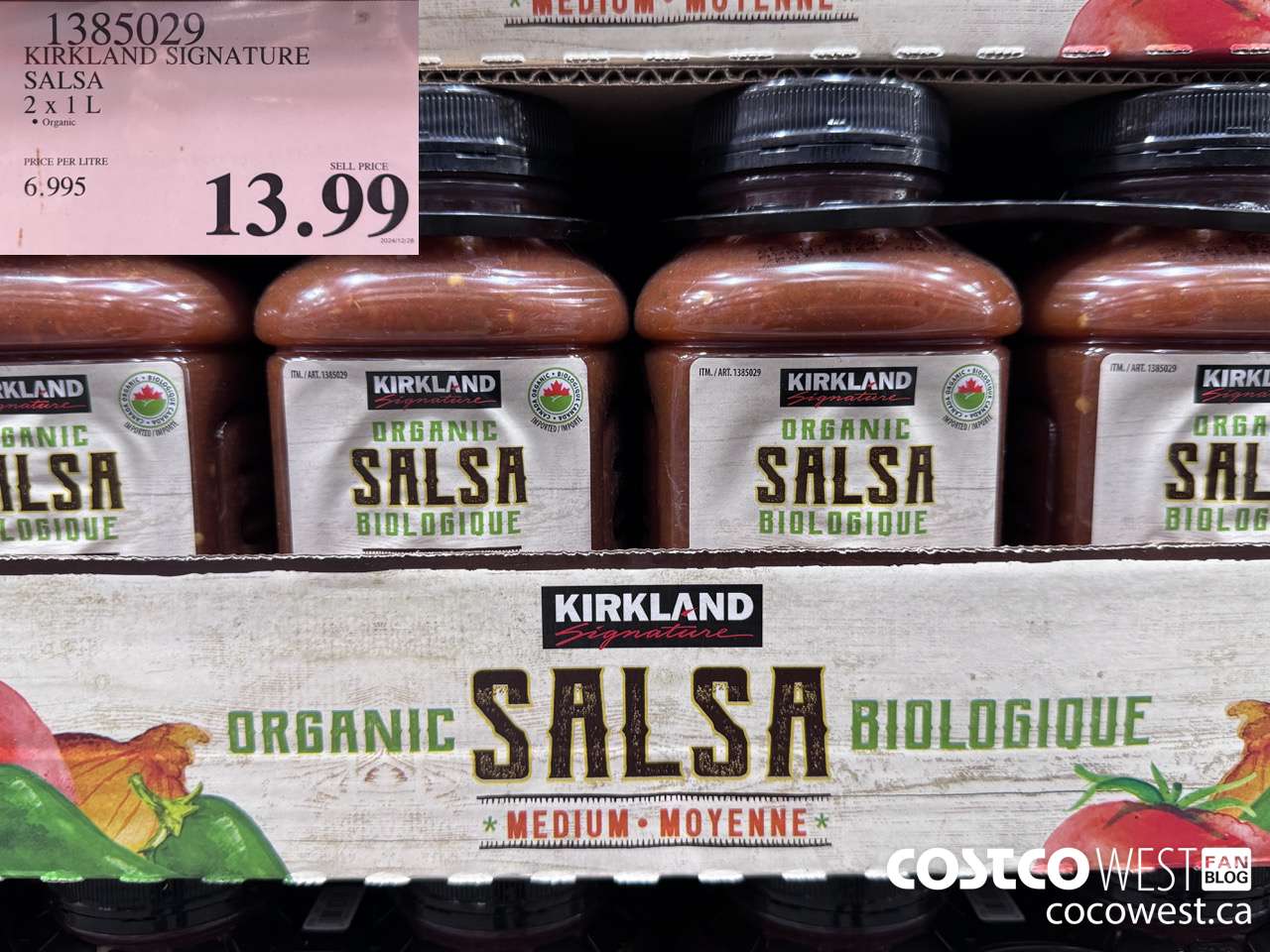 1385029 KIRKLAND SIGNATURE ORGANIC SALSA 2 X 1L $13.99