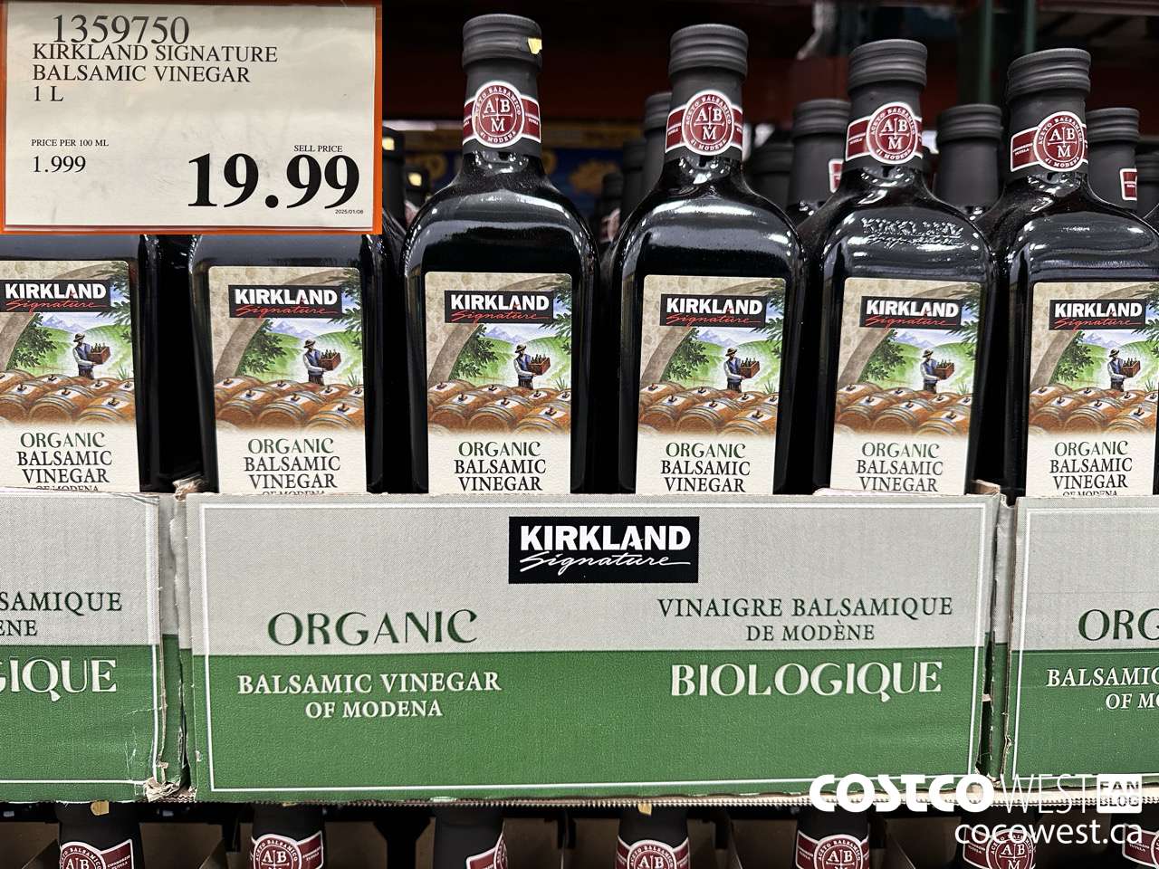 1359750 KIRKLAND SIGNATURE ORG BALSAMIC VINEGAR 1 L $19.99