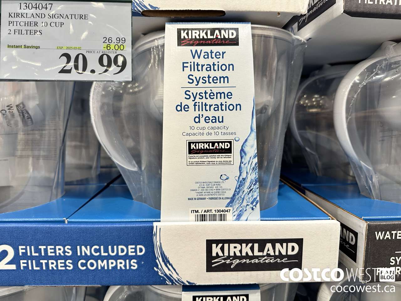 1304047 KIRKLAND SIGNATURE PITCHER 10 CUP 2 FILTERS ($6.00 INSTANT SAVINGS EXPIRES ON 2025-03-02) $20.99