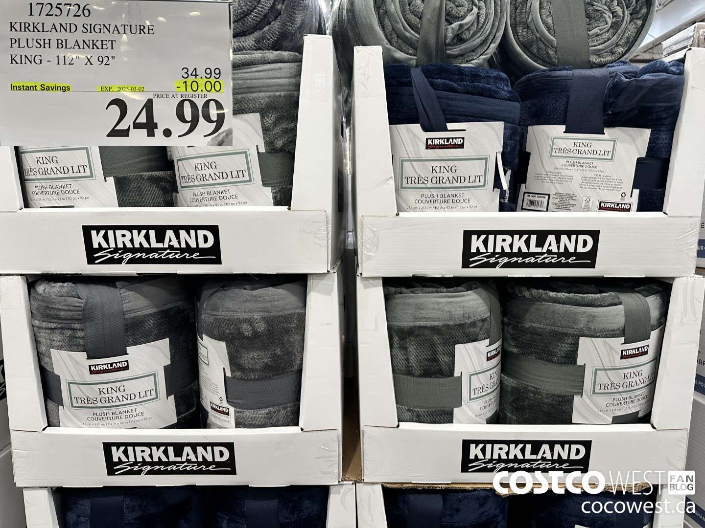 1725726 KIRKLAND SIGNATURE PLUSH BLANKET KING 112