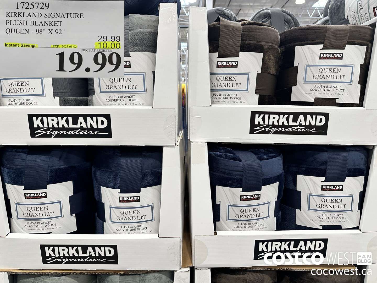 1725729 KIRKLAND SIGNATURE PLUSH BLANKET QUEEN 98