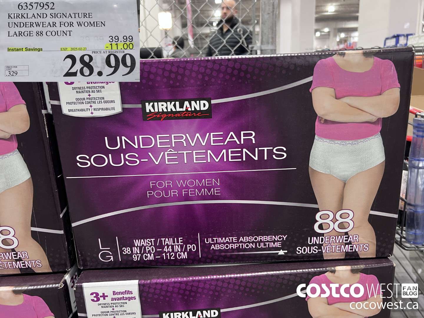 6357952 KIRKLAND SIGNATURE PROTECTIVE UNDERWEAR WOMEN LG 88 COUNT ($11.00 INSTANT SAVINGS EXPIRES ON 2025-02-23) $28.99
