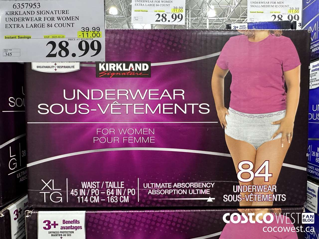 6357953 KIRKLAND SIGNATURE PROTECTIVE UNDERWEAR WOMEN XL 84 COUNT ($11.00 INSTANT SAVINGS EXPIRES ON 2025-02-23) $28.99