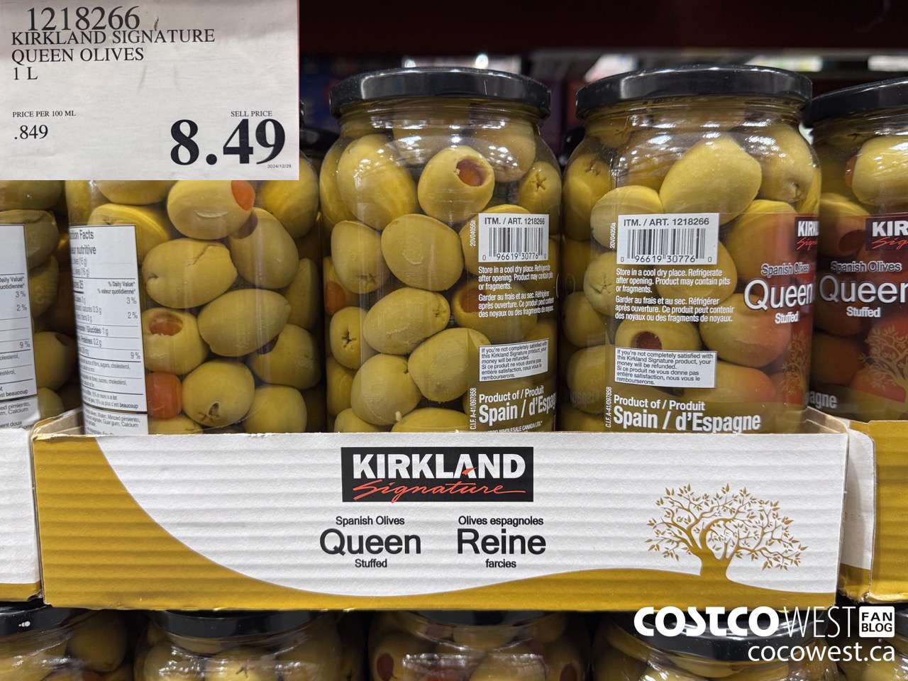 1218266 KIRKLAND SIGNATURE QUEEN OLIVES 1L $8.49