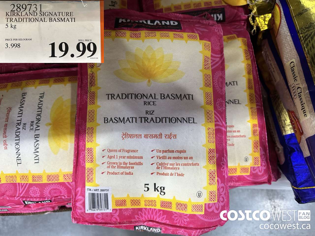 289731 KIRKLAND SIGNATURE TRADITIONAL BASMATI 5 kg $19.99