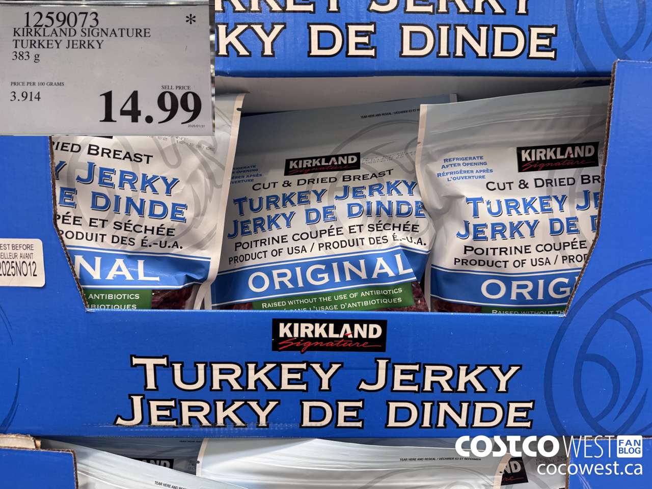 1259073 KIRKLAND SIGNATURE TURKEY JERKY 13.5 OZ  $14.99