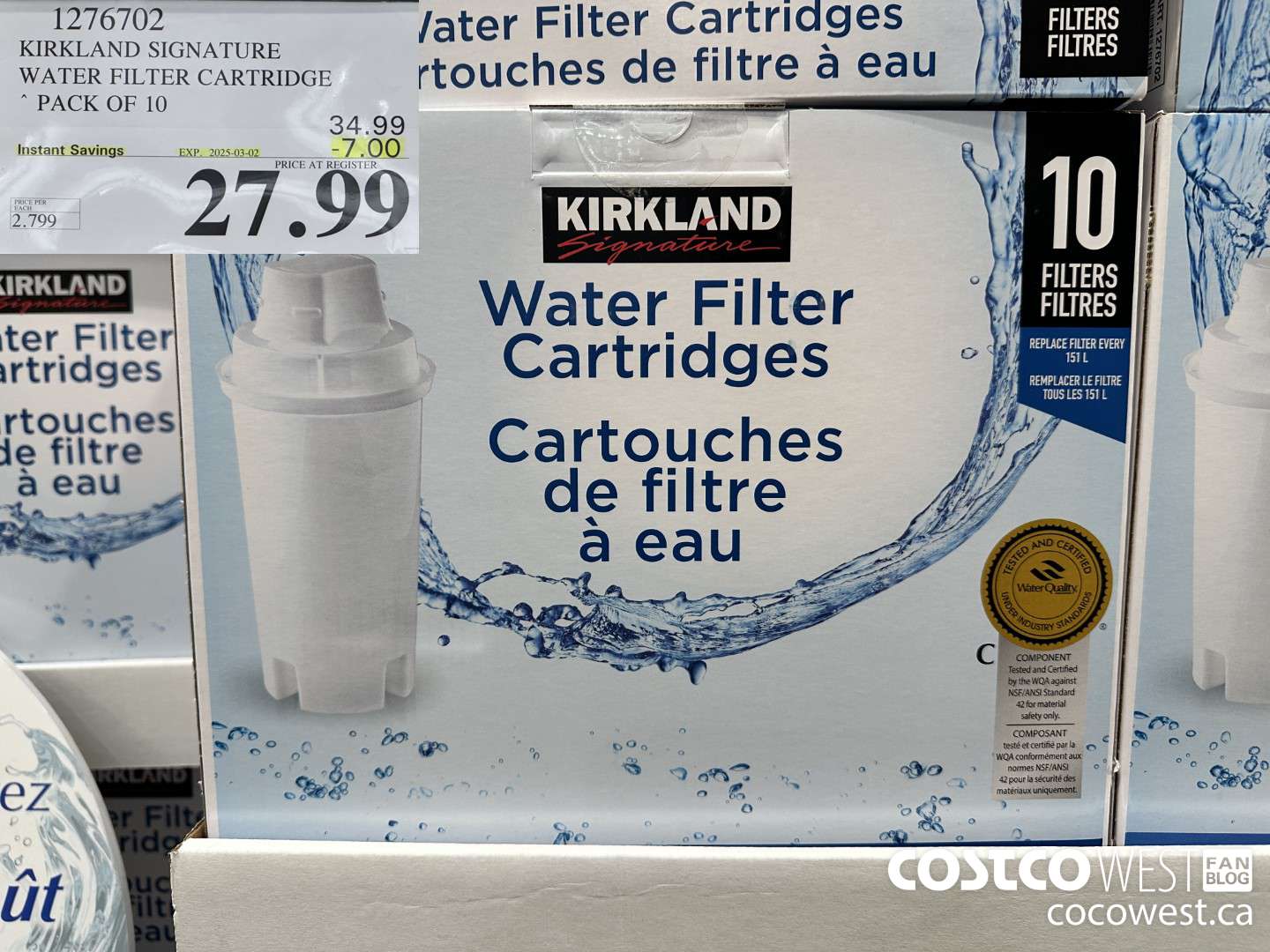 1276702 KIRKLAND SIGNATURE WATER FILTER CARTRIDGE PACK OF 10 ($7.00 INSTANT SAVINGS EXPIRES ON 2025-03-02) $27.99