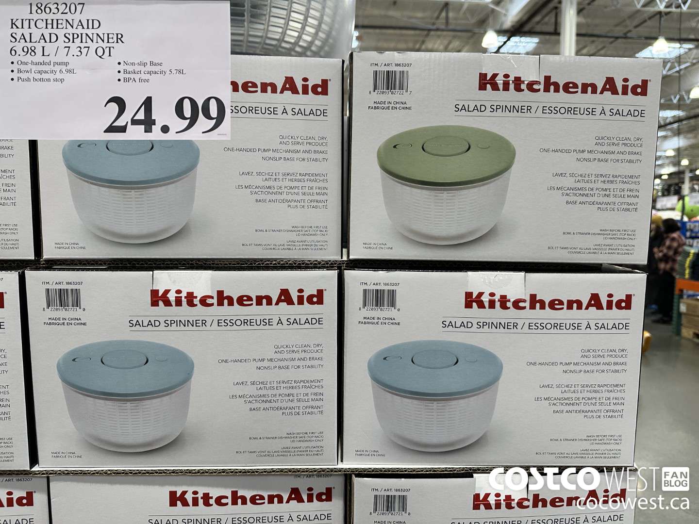 1863207 KITCHENAID SALAD SPINNER 6.98L/7.37QT $24.99