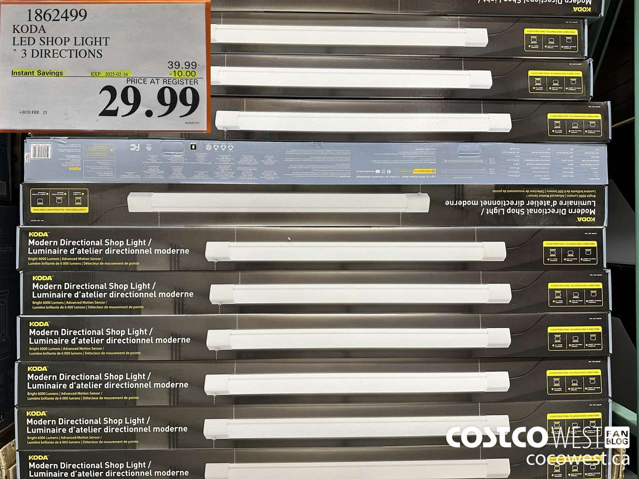 1862499 KODA LED SHOP LIGHT 3 DIRECTIONS ($10.00 INSTANT SAVINGS EXPIRES ON 2025-02-16) $29.99