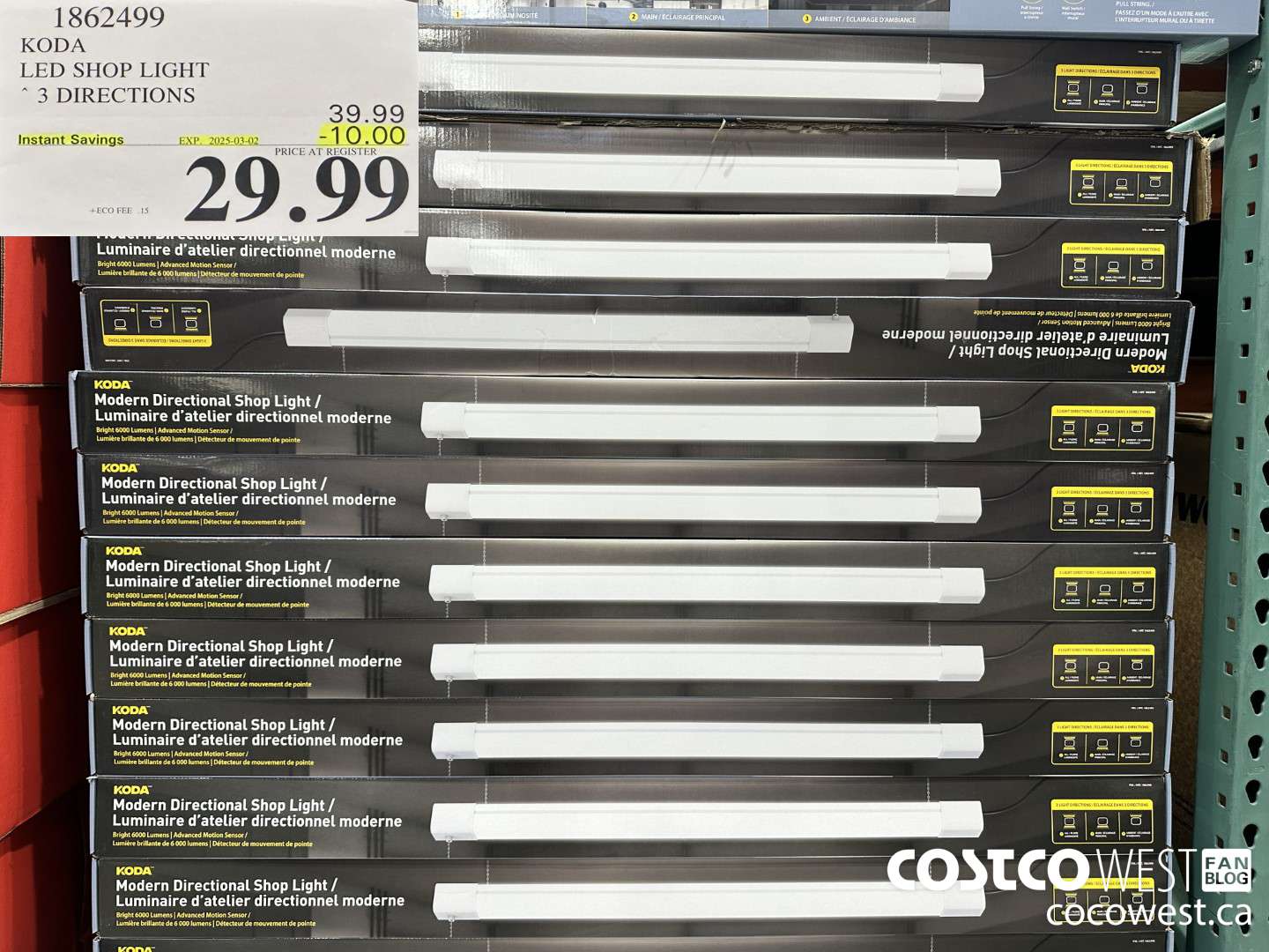 1862499 KODA LED SHOP LIGHT 3 DIRECTIONS ($10.00 INSTANT SAVINGS EXPIRES ON 2025-03-02) $29.99