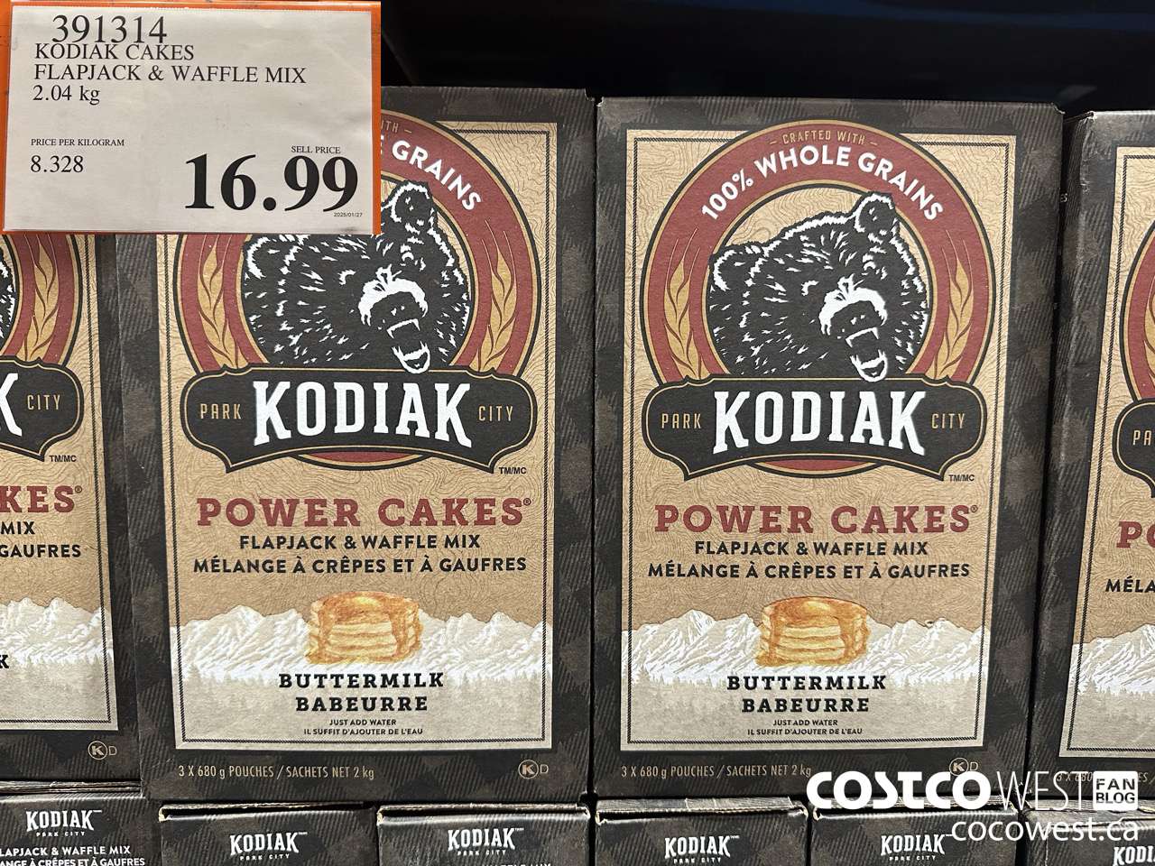 391314 KODIAK PANCAKE & WAFFLE MIX 2.04KG $16.99
