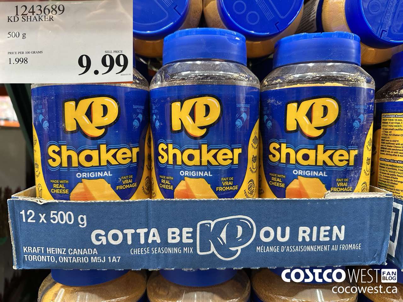 1243689 KRAFT KD SHAKER 500 G $9.99