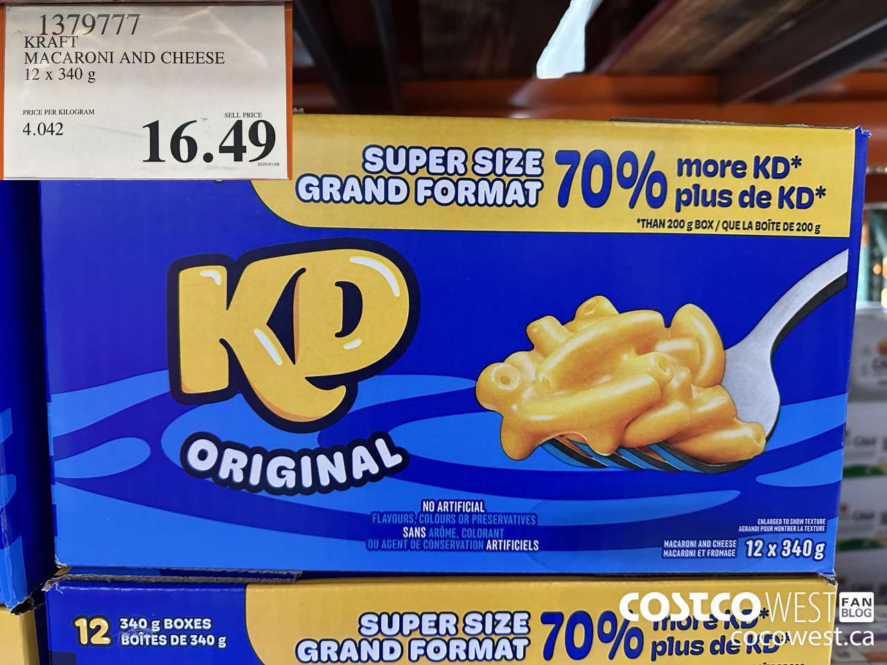1379777 KRAFT MACARONI AND CHEESE 12 X 340 G $16.49