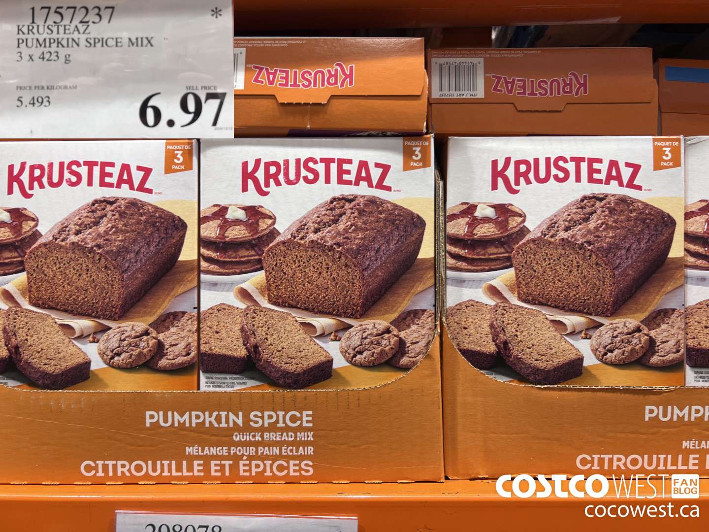 1757237 KRUSTEAZ PUMPKIN SPICE MIX 3 X 423G $6.97