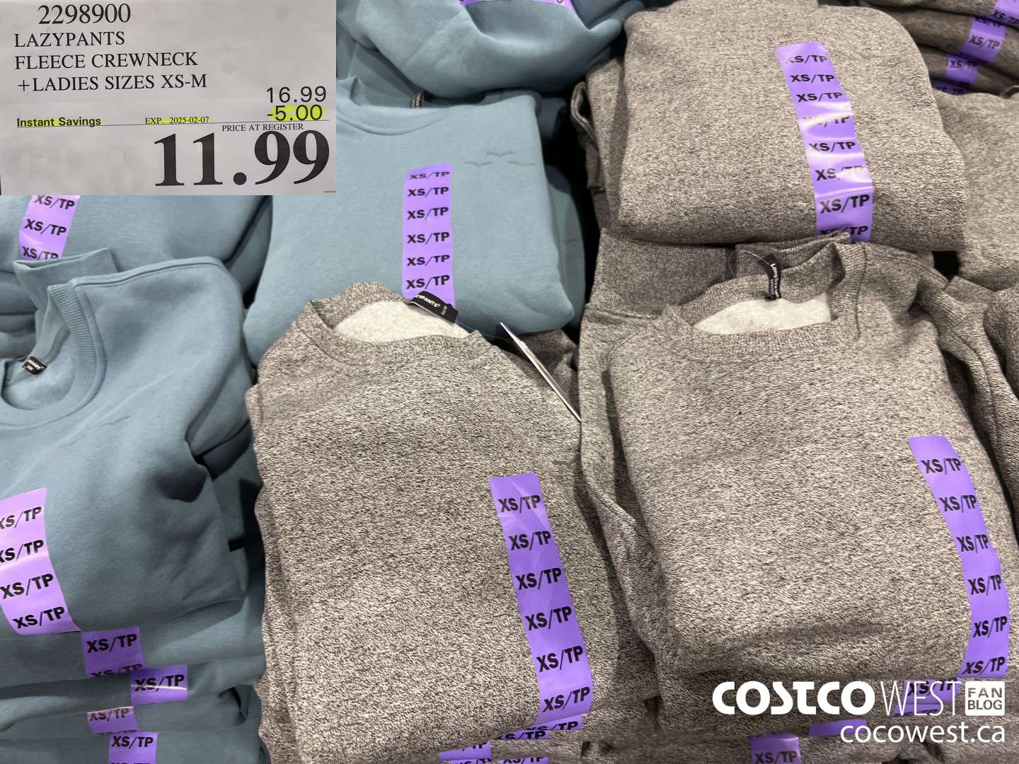 2298900 LAZYPANTS FLEECE CREWNECK LADIES SIZES XS-XL ($5.00 INSTANT SAVINGS EXPIRES ON 2025-02-07) $11.99