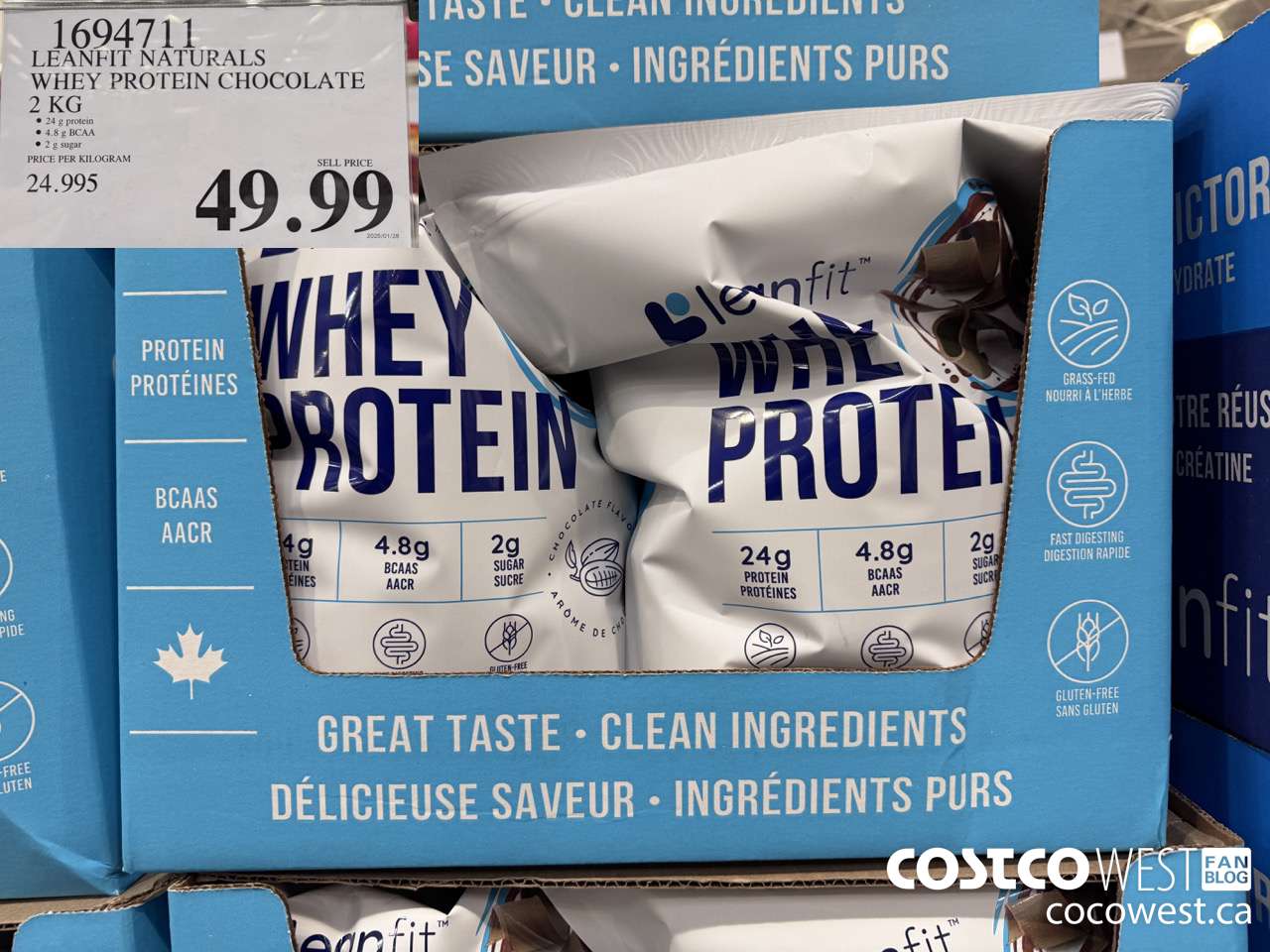 1694711 LEANFIT NATURALS WHEY PROTEIN CHOCOLATE 2 KG $49.99