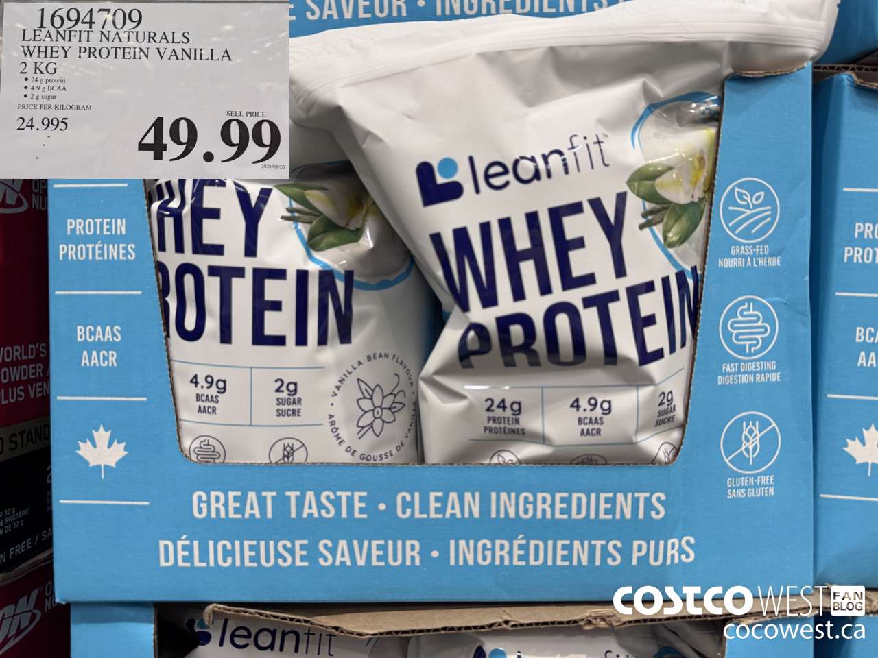 1694709 LEANFIT NATURALS WHEY PROTEIN VANILLA 2 KG $49.99