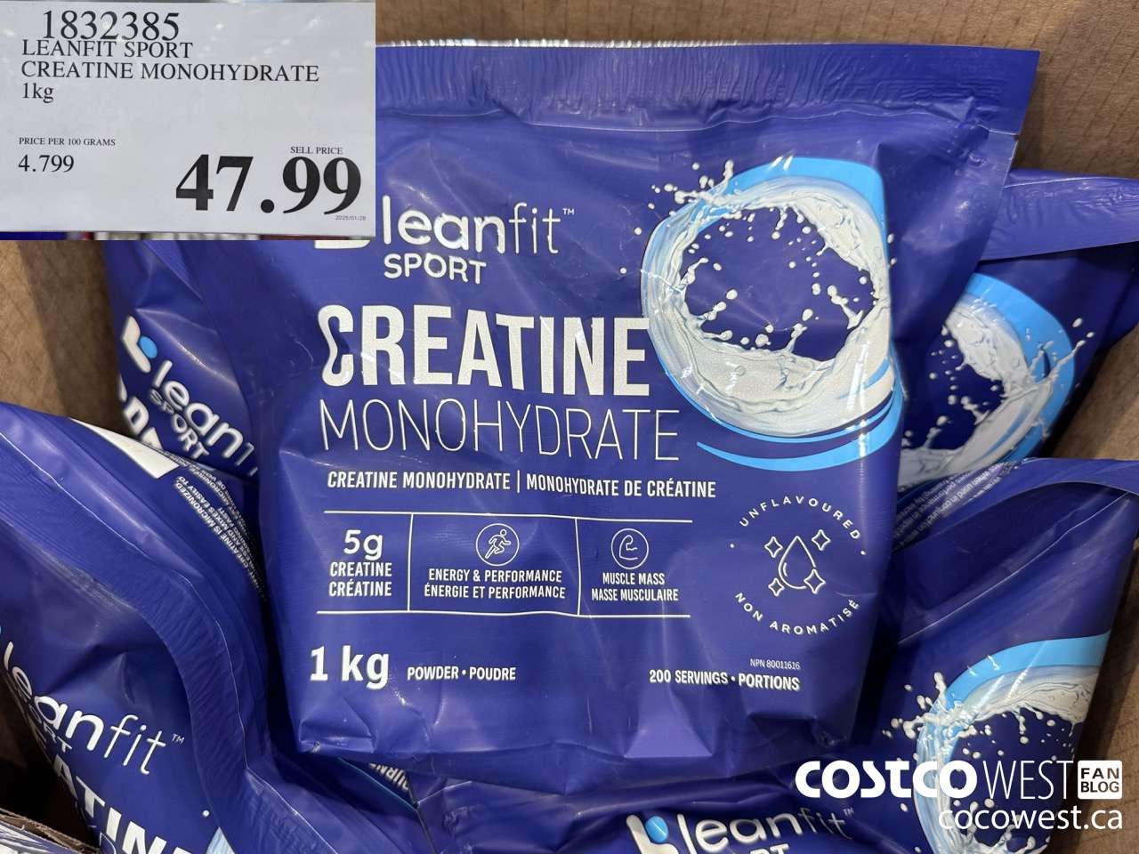 1832385 LEANFIT SPORT CREATINE MONOHYDRATE 1KG $47.99