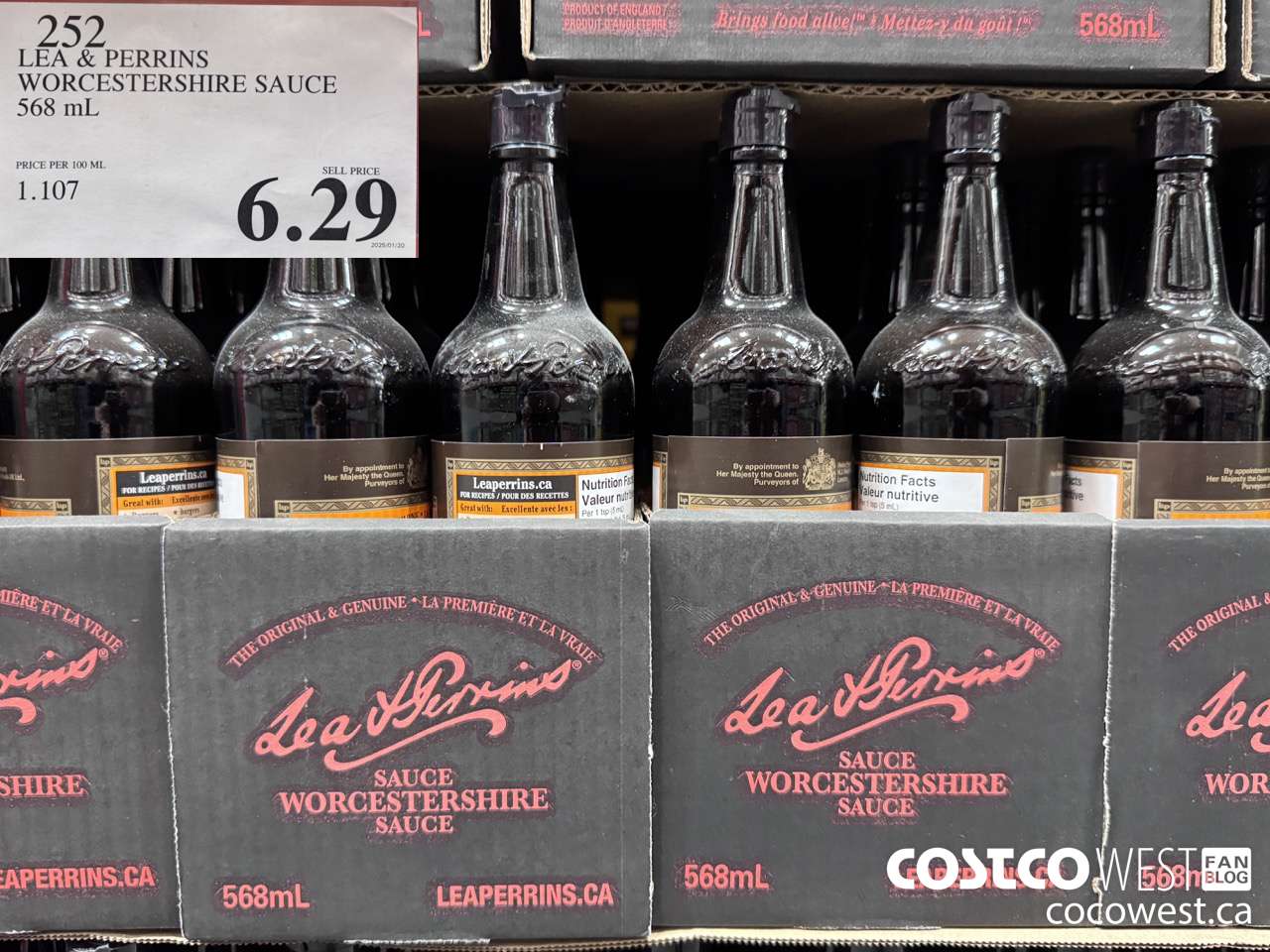 252 LEA & PERRINS WORCESTERSHIRE SAUCE 568 ML $6.29