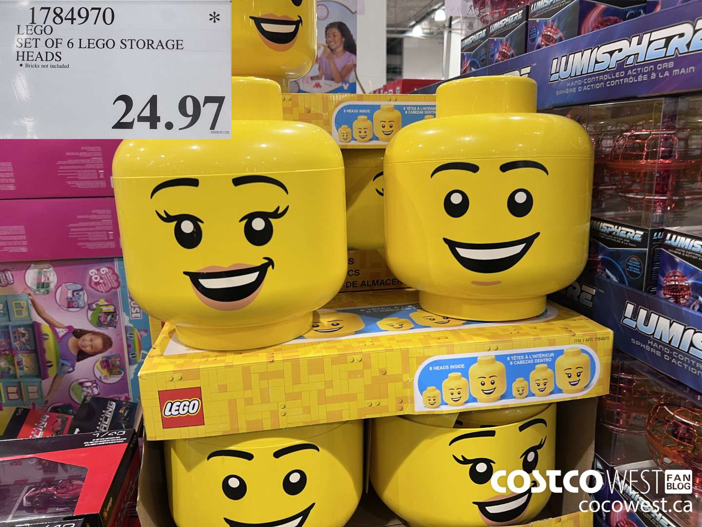 1784970 LEGO SET OF 6 LEGO STORAGE HEADS $24.97