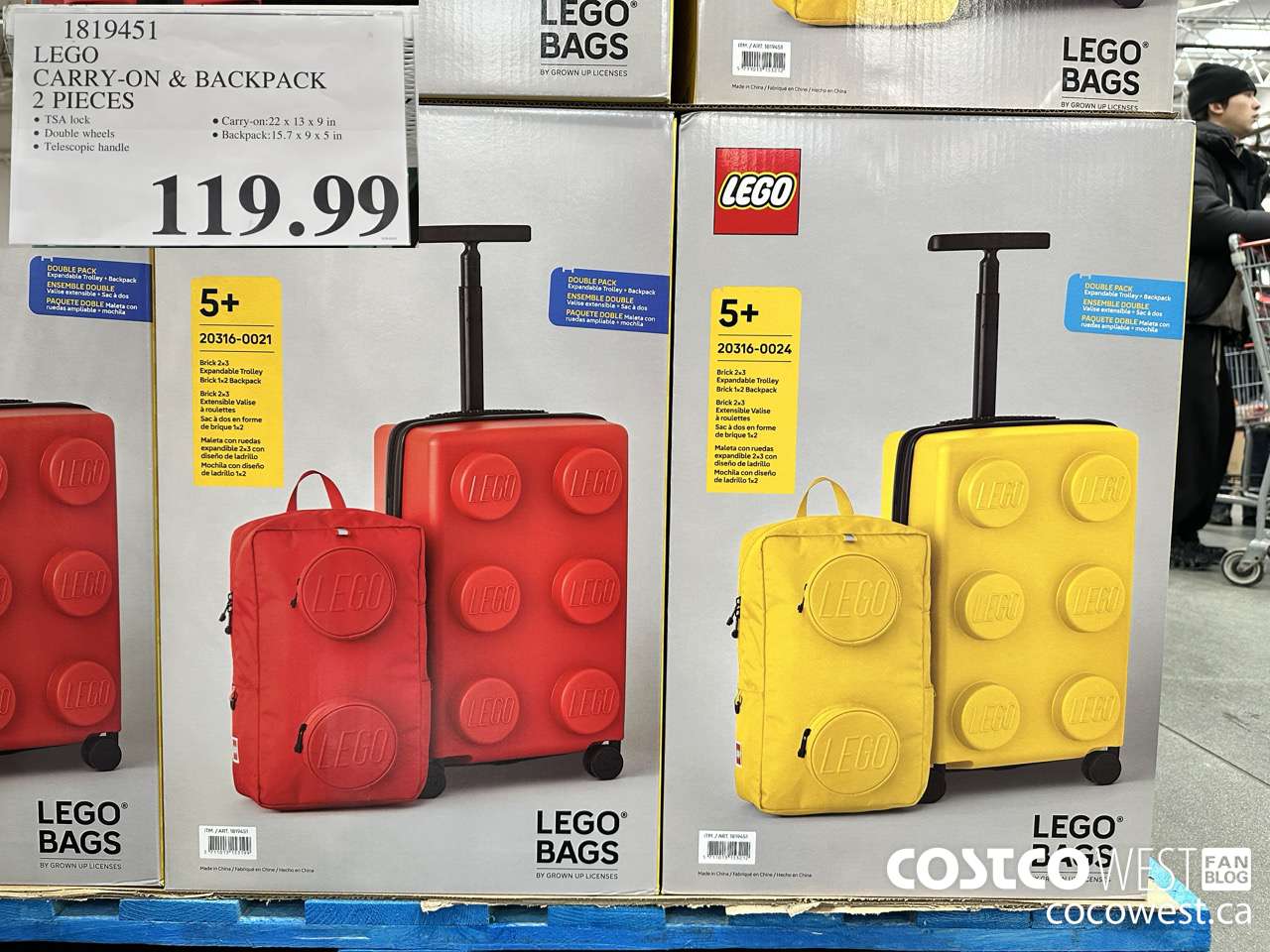 1819451 LEGO TROLLEY CARRY ON & BACKPACK $119.99