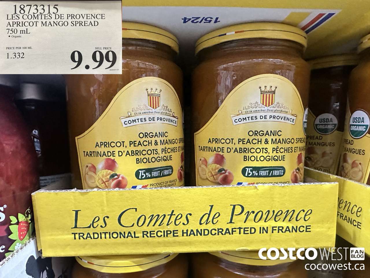1873315 LES COMTES DE PROVENCE APRICOT MANGO SPREAD 750ML $9.99