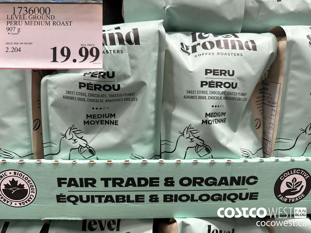 1736000 LEVEL GROUND PERUVIAN MEDIUM ROAST 907 G $19.99