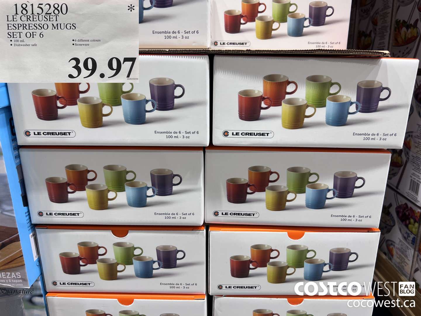 1815280 LE CREUSET ESPRESSO MUGS SET OF 6 $39.97