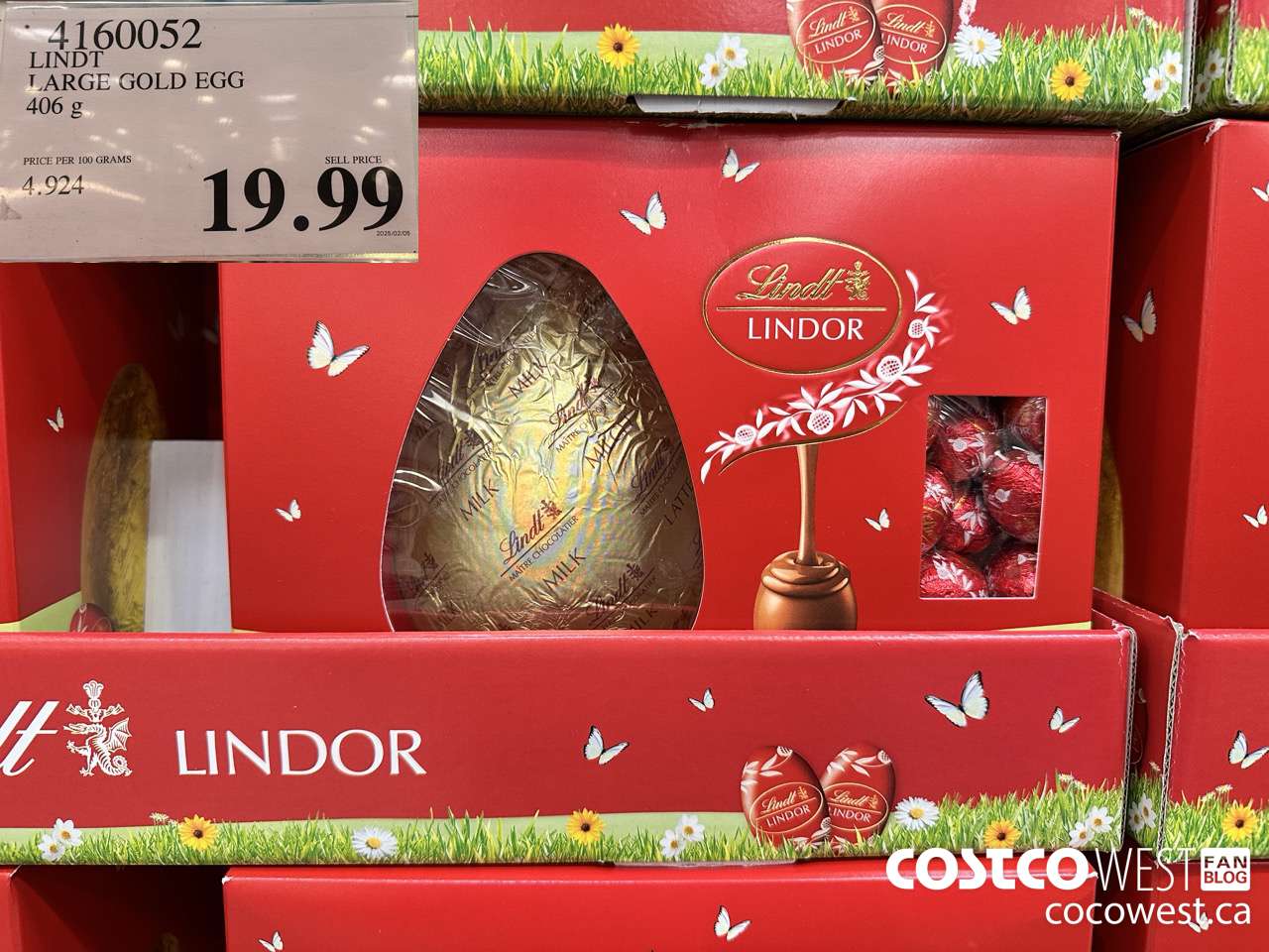 4160052 LINDT LARGE GOLD EGG 406G $19.99
