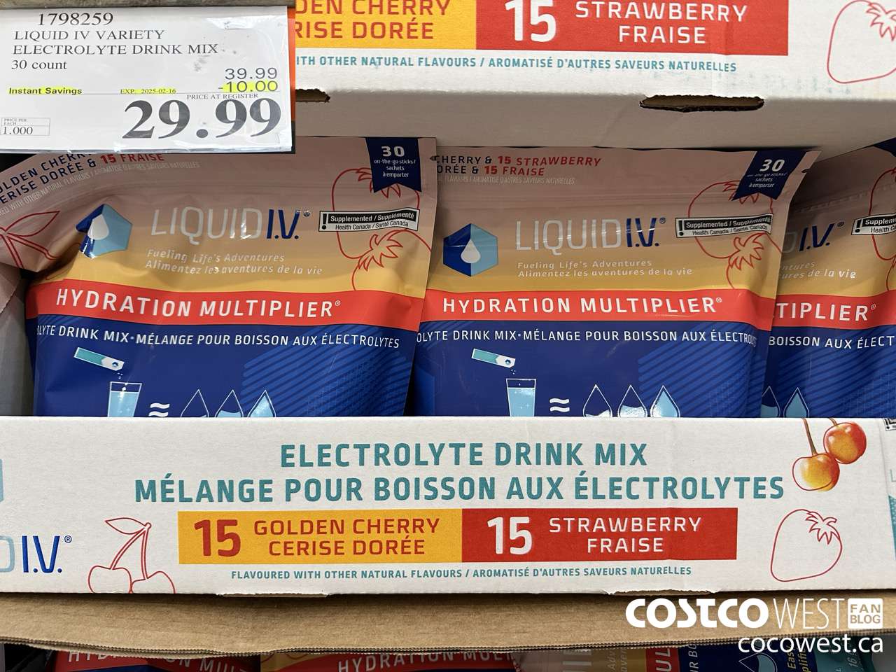 1798259 LIQUID IV VARIETY ELECTROLYTE DRINK MIX 30 COUNT ($10.00 INSTANT SAVINGS EXPIRES ON 2025-02-16) $29.99