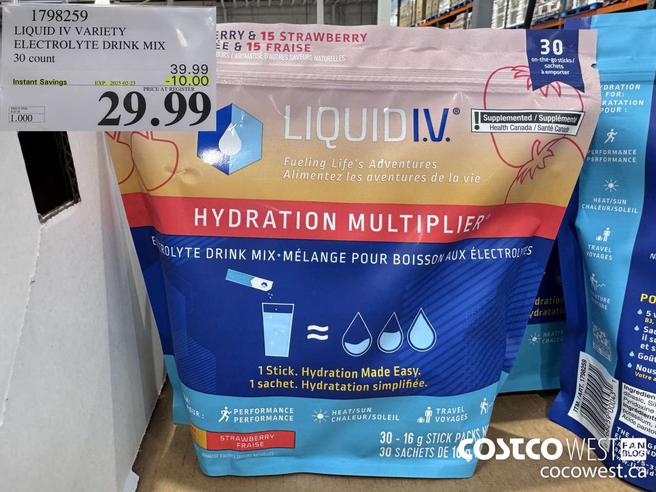 1798259 LIQUID IV VARIETY ELECTROLYTE DRINK MIX 30 COUNT ($10.00 INSTANT SAVINGS EXPIRES ON 2025-02-23) $29.99